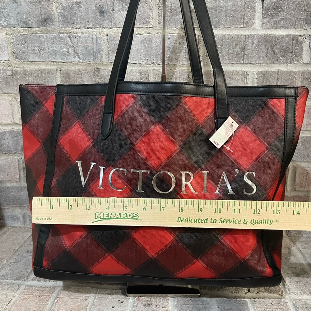 Victoria's Secret Red and Black Plaid Tote - Picture 4 of 9